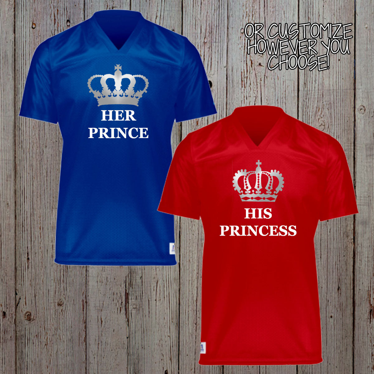 personalized king and queen football jerseys