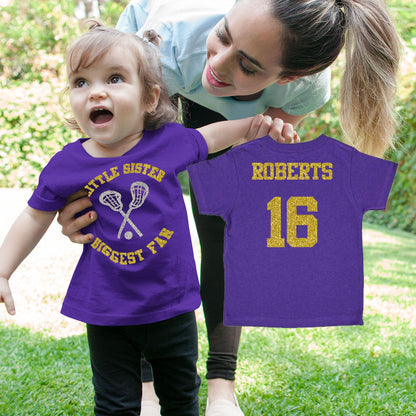 little sister biggest fan lacrosse baby shirt