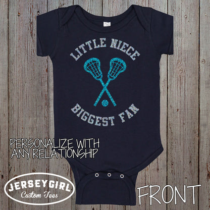 little sister biggest fan lacrosse baby shirt