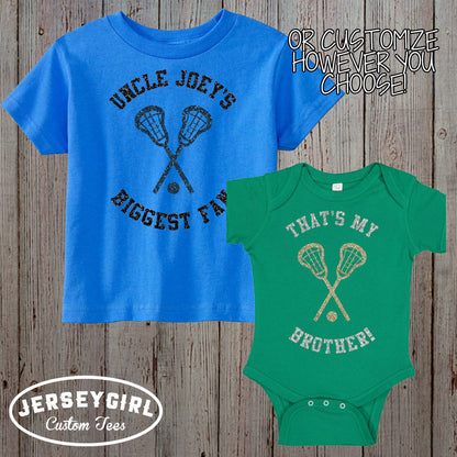 little sister biggest fan lacrosse baby shirt
