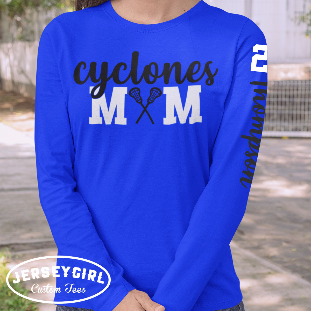 personalized lacrosse mom long sleeve shirt