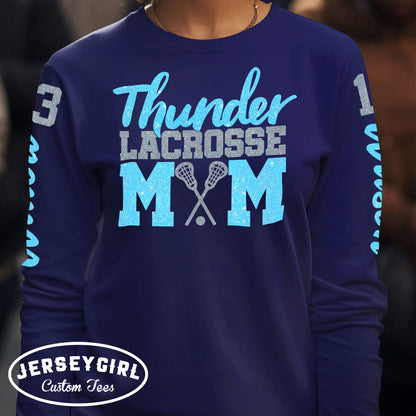 long sleeve glitter lacrosse mom shirt