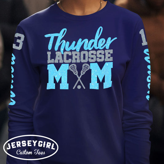 long sleeve glitter lacrosse mom shirt