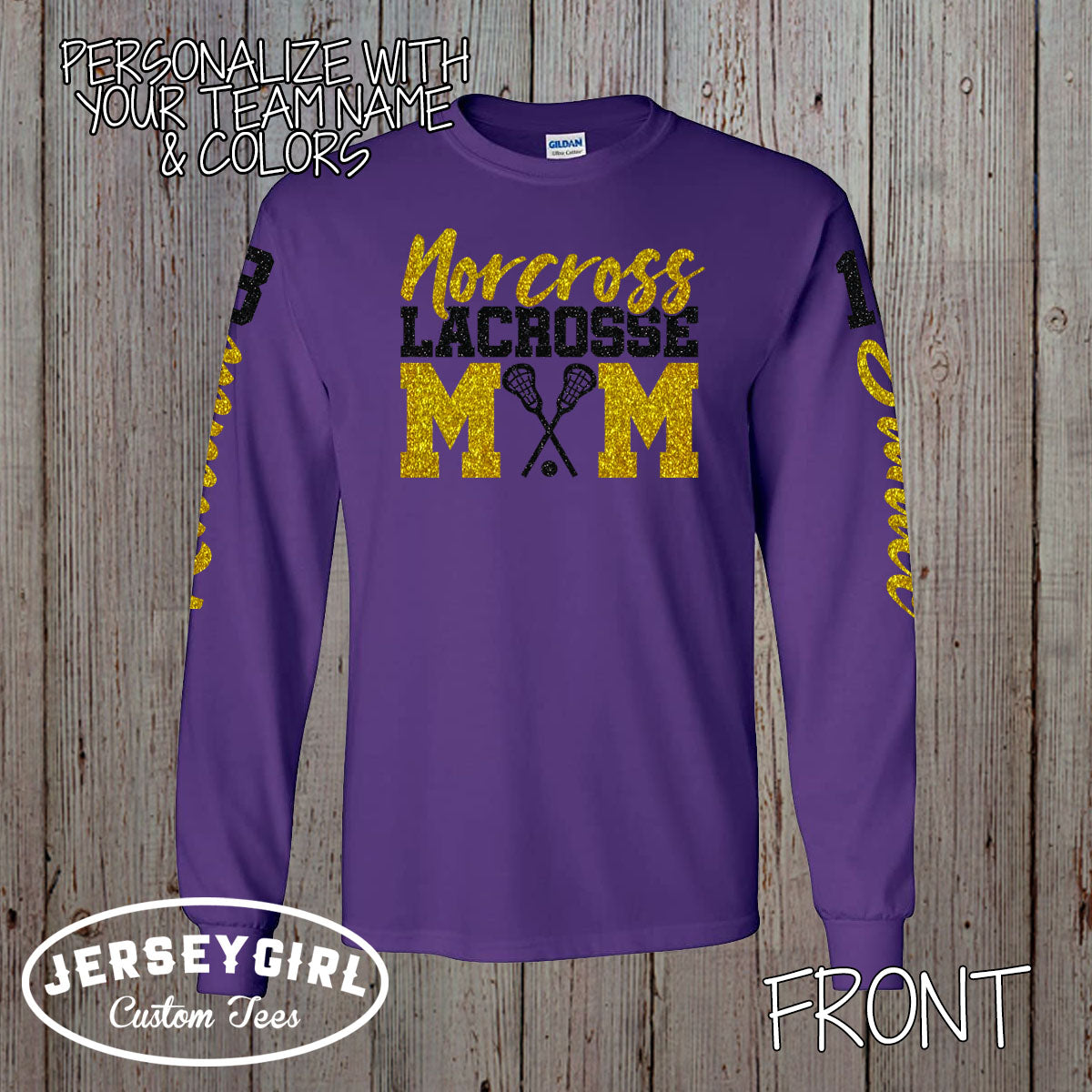 long sleeve glitter lacrosse mom shirt