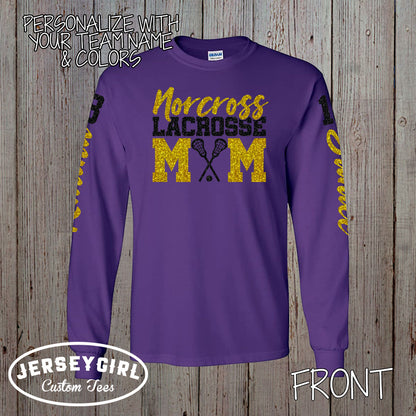 long sleeve glitter lacrosse mom shirt