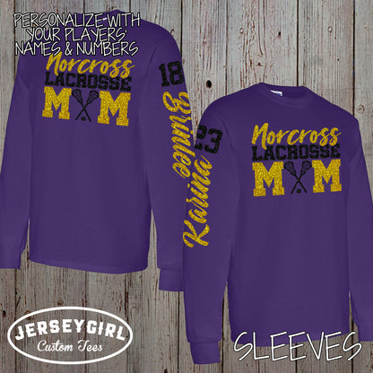 long sleeve glitter lacrosse mom shirt