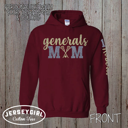 custom glitter lacrosse mom hoodie