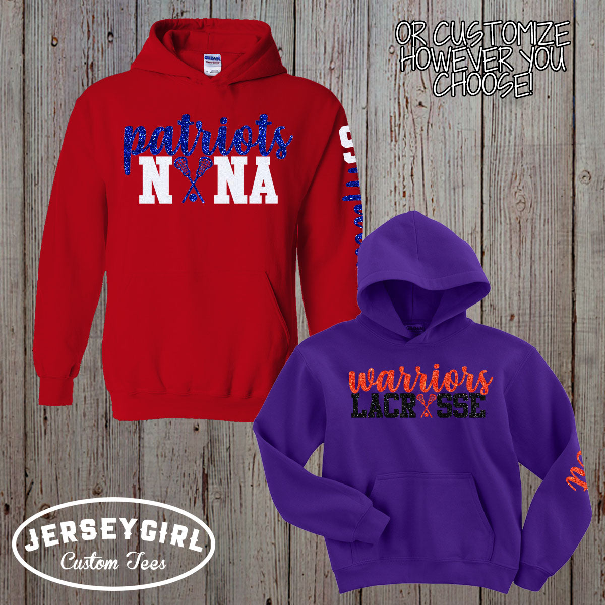 custom glitter lacrosse mom hoodie