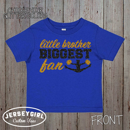 little brother biggest fan cheer baby bodysuit