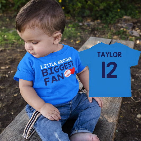 Little Brother Biggest Fan Baseball Bodysuit / Toddler Shirt