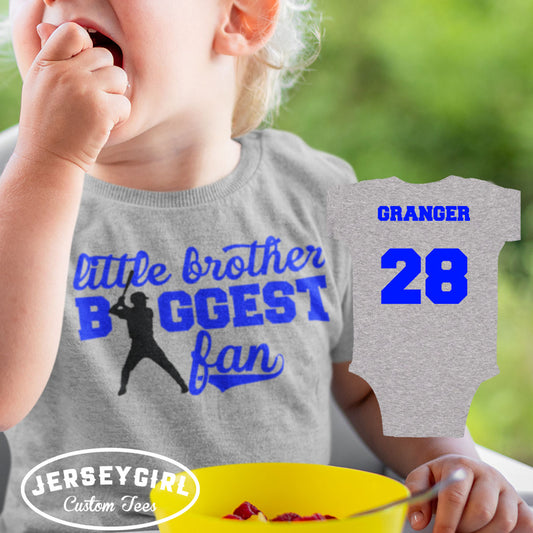 little brother biggest fan baseball shirt