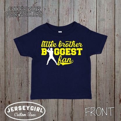 little brother biggest fan baseball shirt
