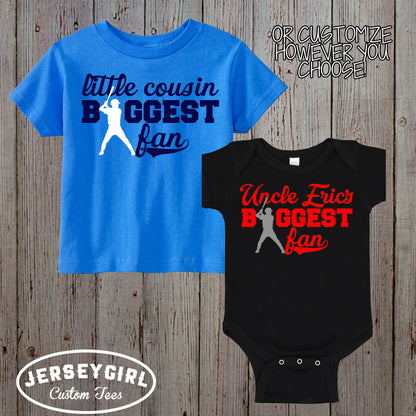 little brother biggest fan baseball shirt