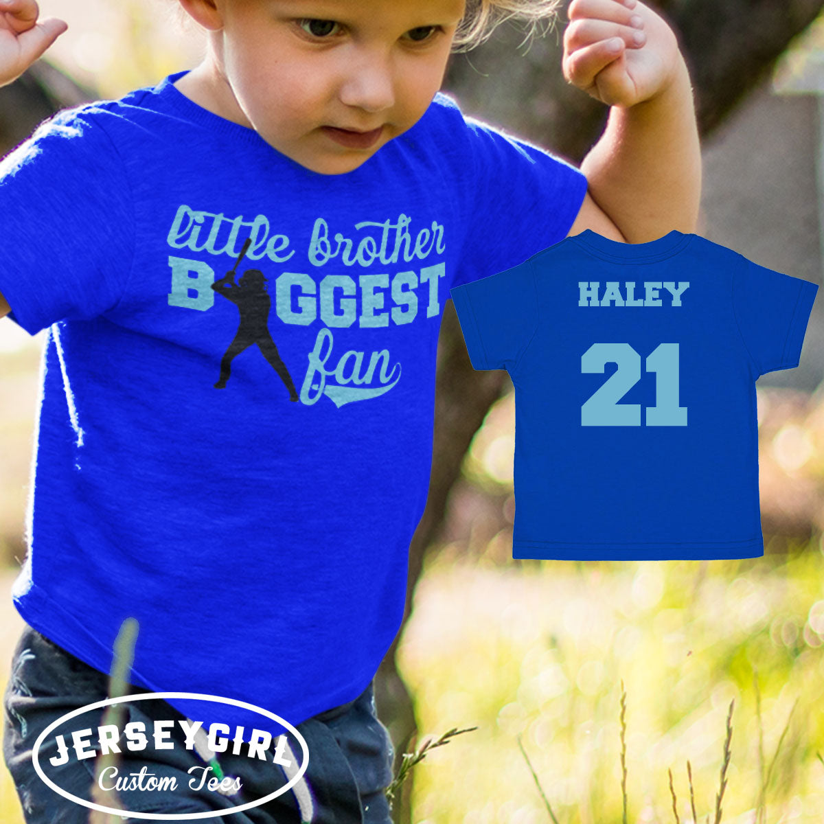 Little Brother Biggest Fan softball bodysuit or toddler shirt