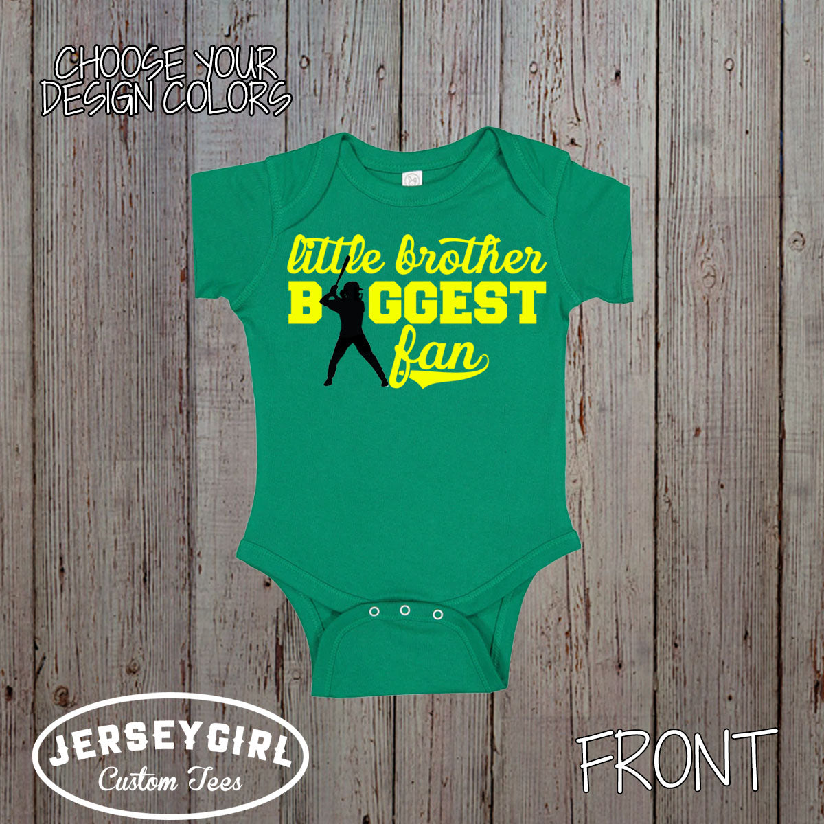 Little Brother Biggest Fan softball bodysuit or toddler shirt