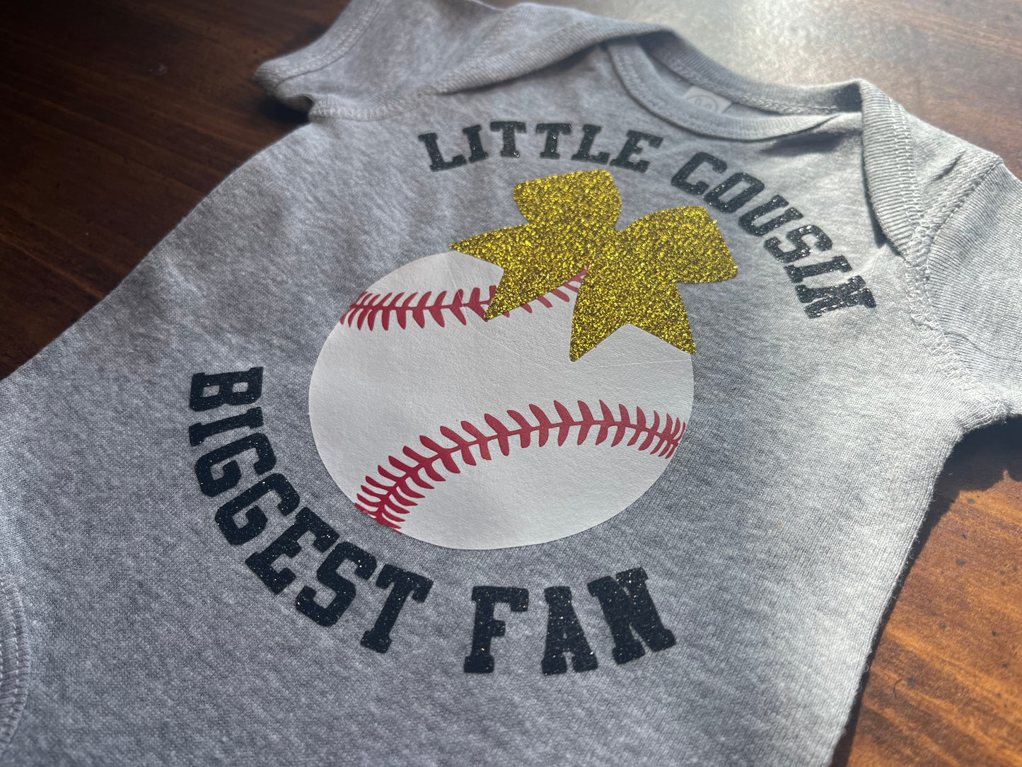 little cousin biggest fan baseball bodysuit 