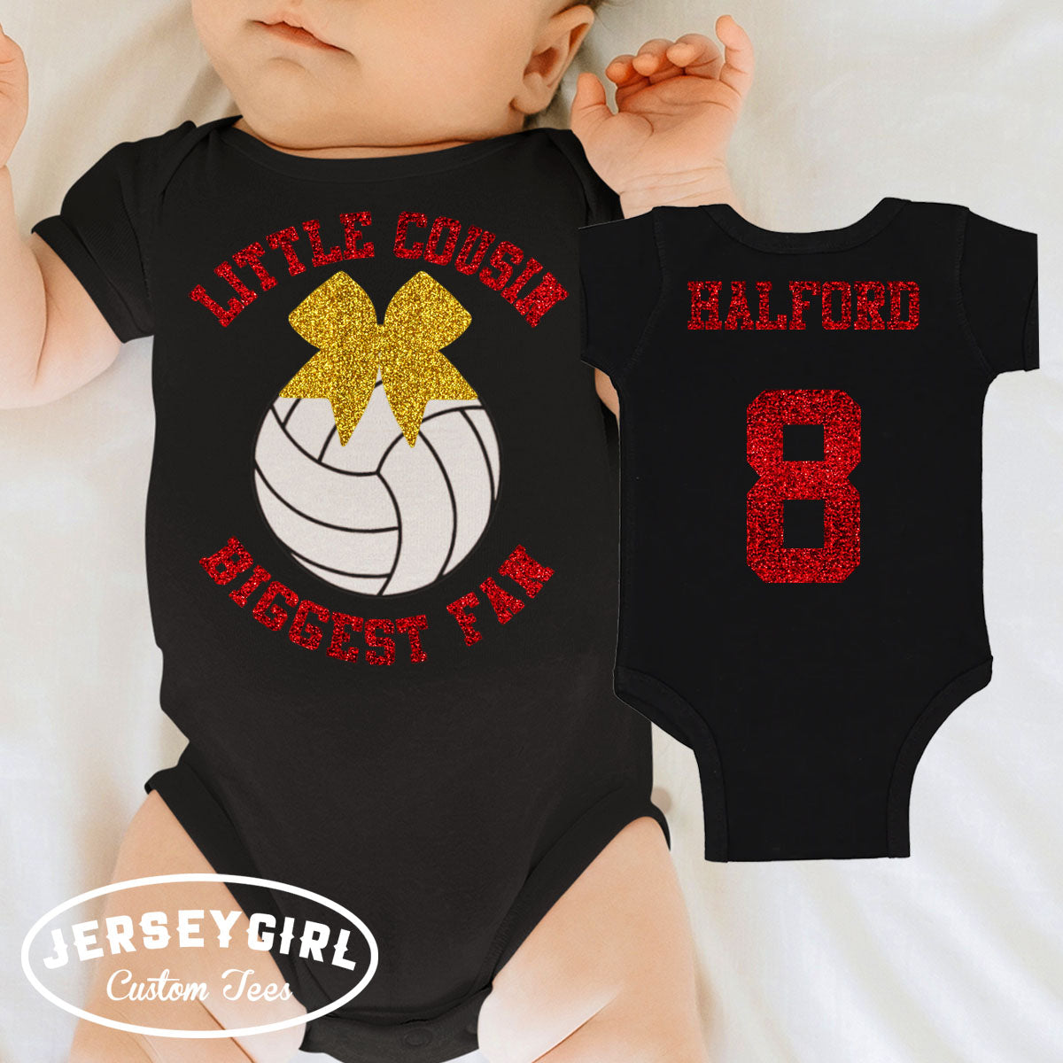 Little Cousin Biggest Fan Volleyball Baby Bodysuit / Toddler Shirt
