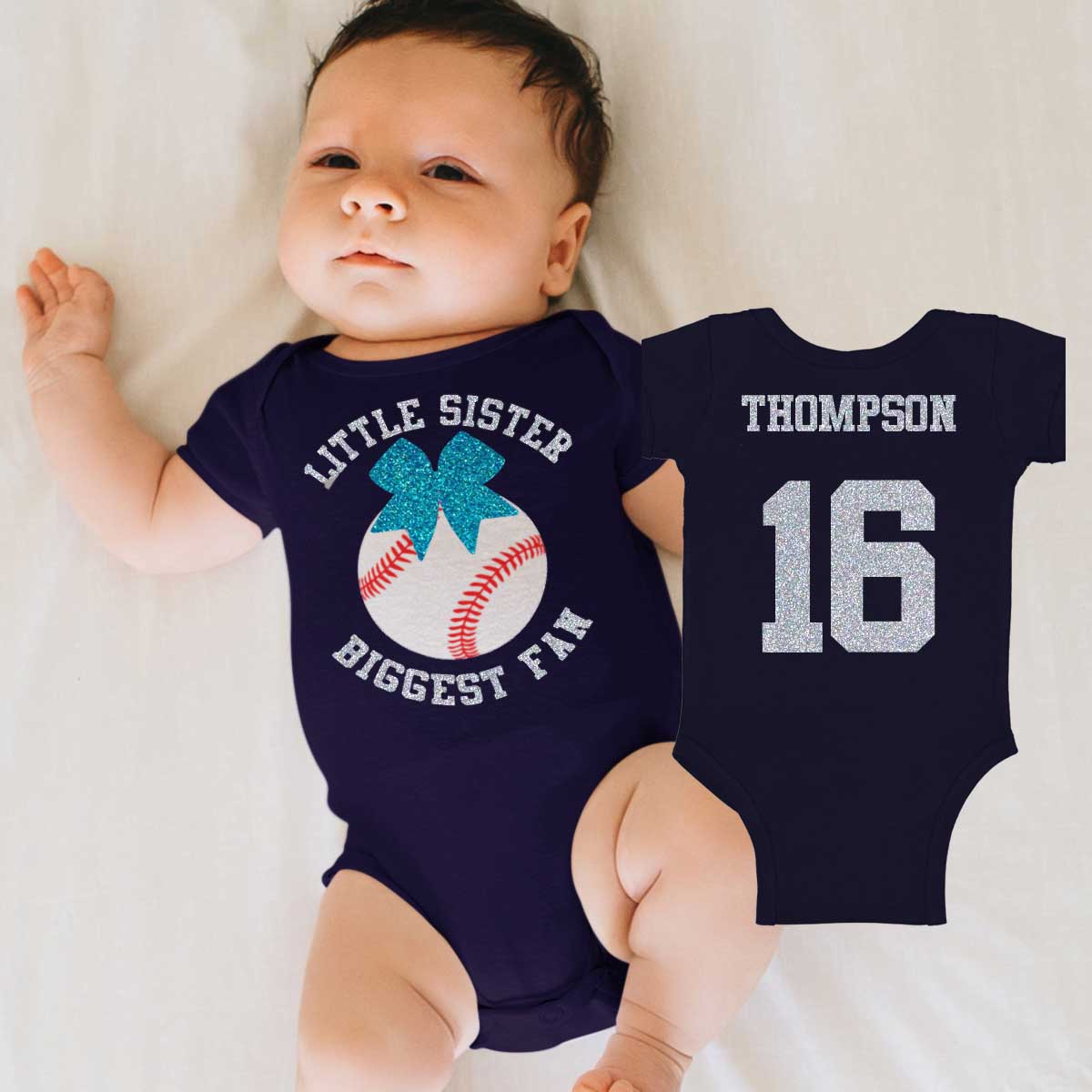 little sister biggest fan baseball baby bodysuit