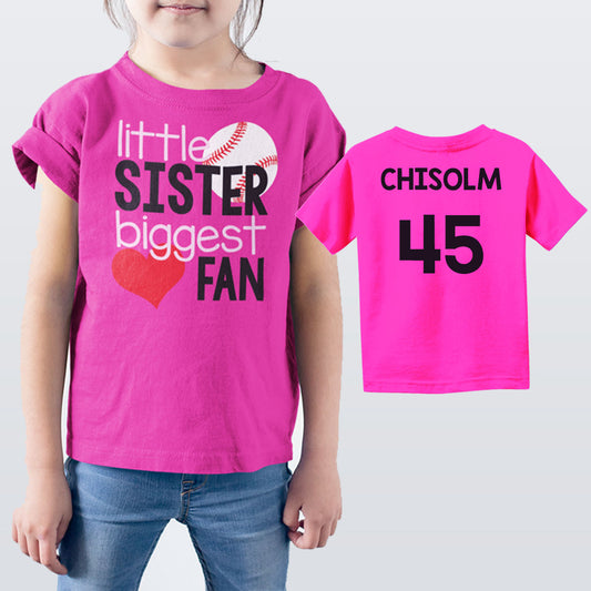 Little Sister Biggest Fan Baseball Bodysuit / Toddler Shirt