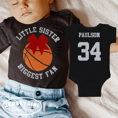 custom little sister biggest fan basketball bodysuit