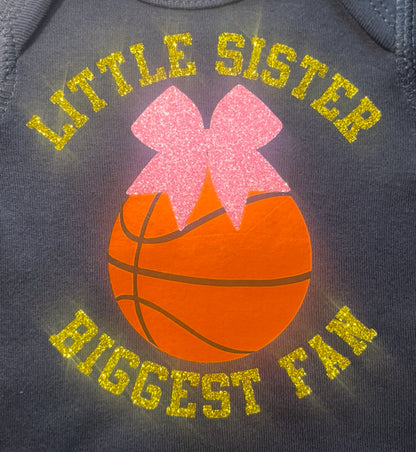 little sister biggest fan basketball bodysuit / shirt