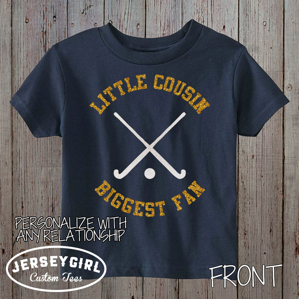little sister biggest fan field hockey baby bodysuit or toddler shirt