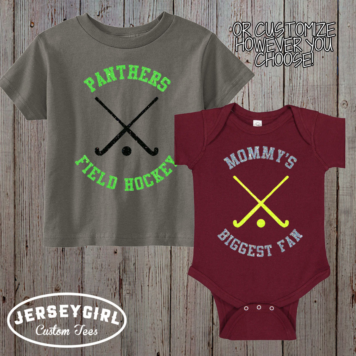 little sister biggest fan field hockey baby bodysuit or toddler shirt