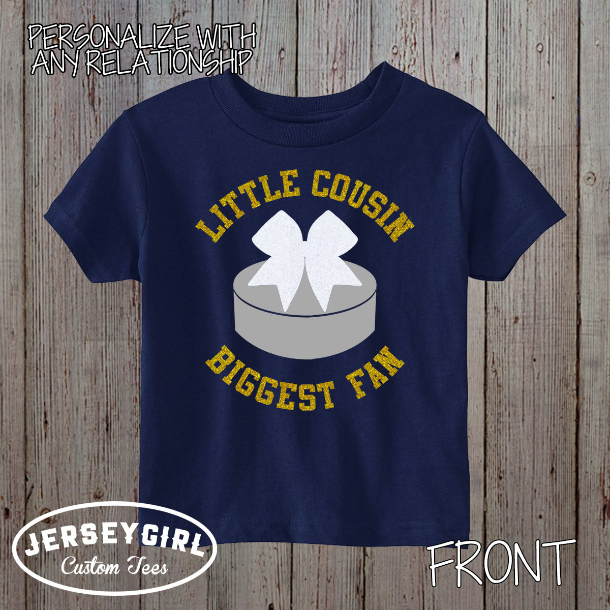Little Sister Biggest Fan Hockey baby bodysuit or toddler shirt
