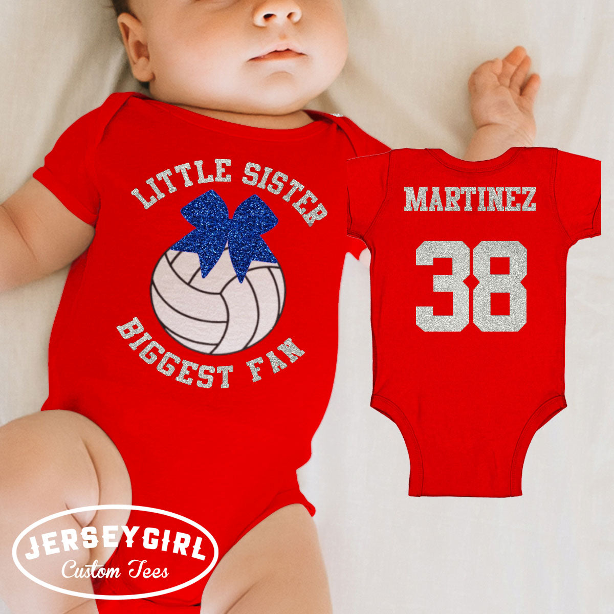 Little Sister Biggest Fan Volleyball Baby Bodysuit / Toddler Shirt