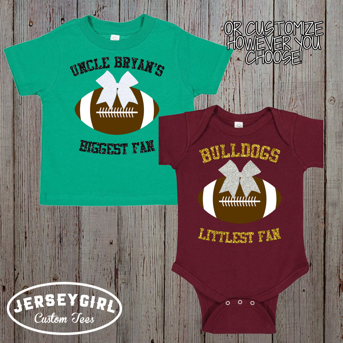 little sister biggest fan football baby shirt