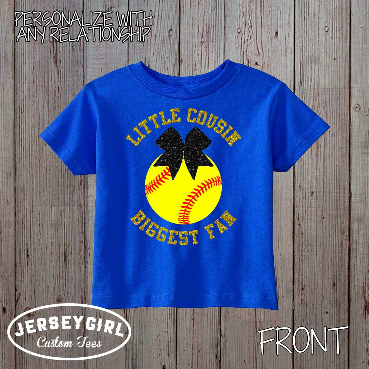 Little Sister Biggest Fan Softball Baby Bodysuit or Toddler Shirt