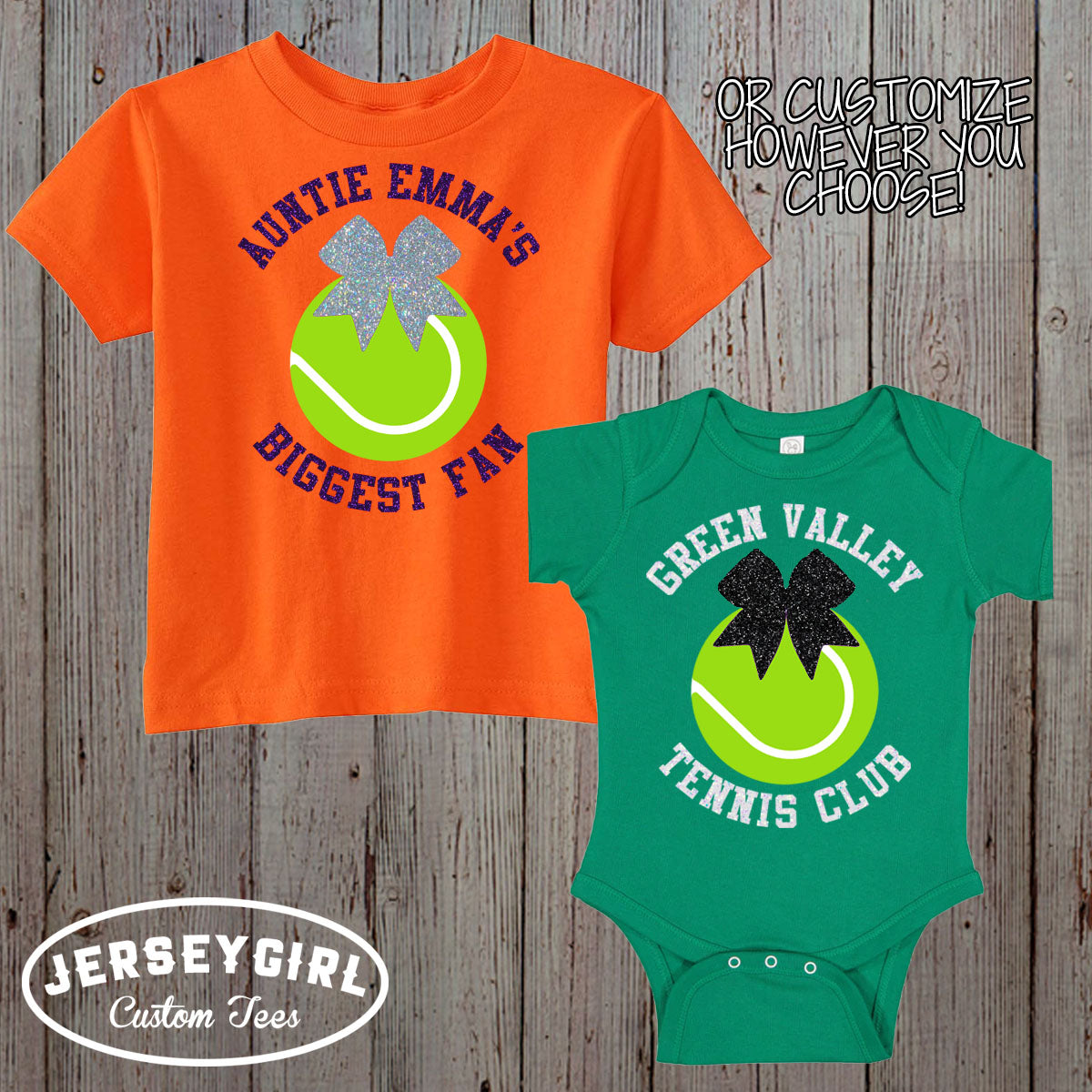 Little Sister Biggest Fan Tennis baby bodysuit or toddler shirt