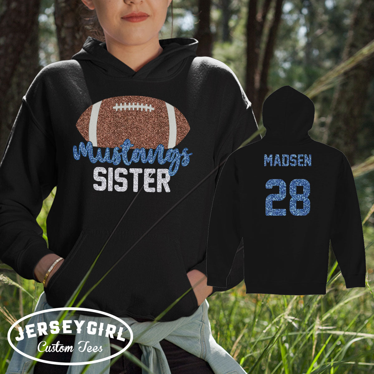 custom football sister sweatshirt