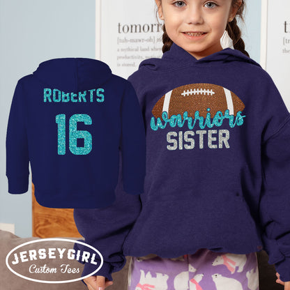 custom football sister hoodie with name & number