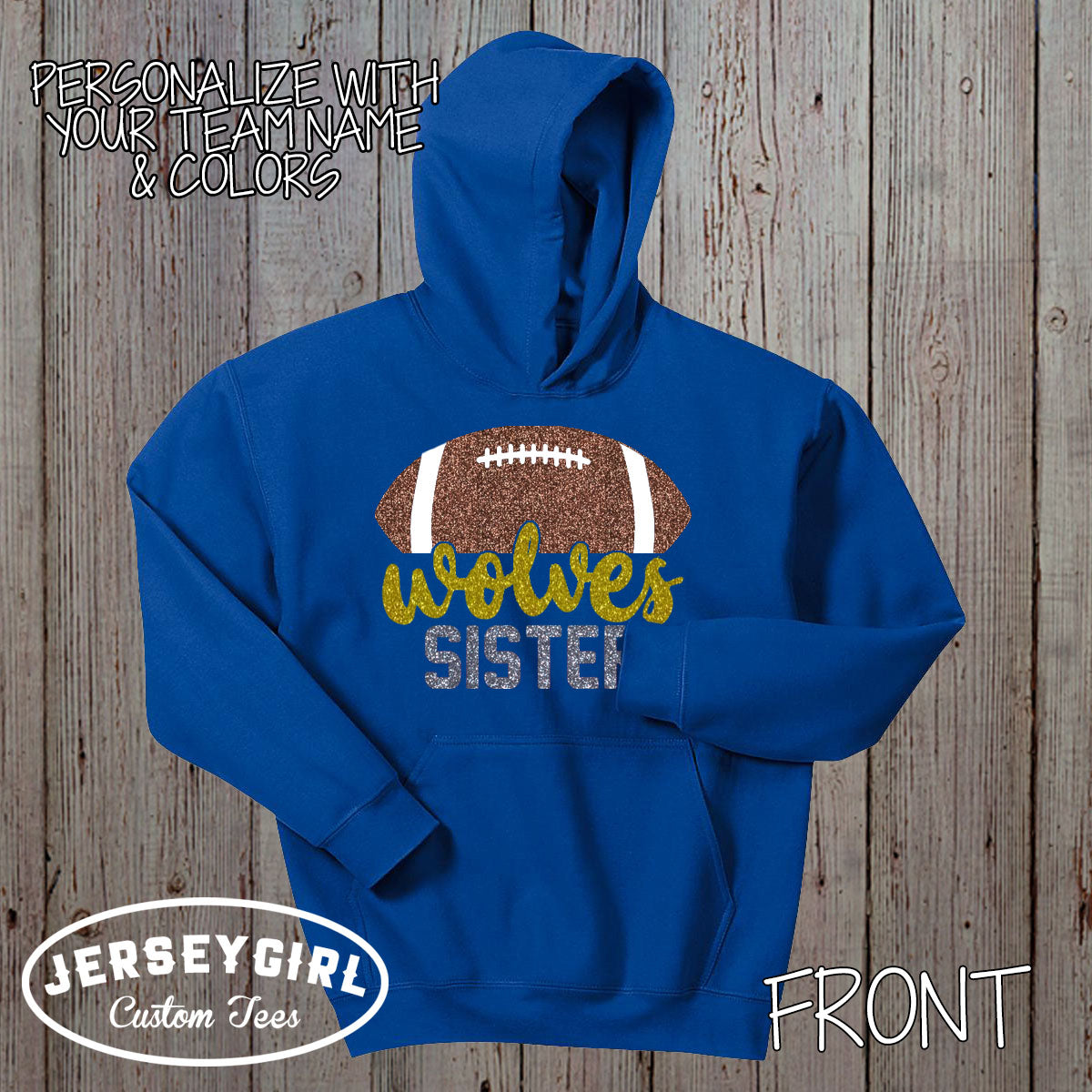custom football sister sweatshirt