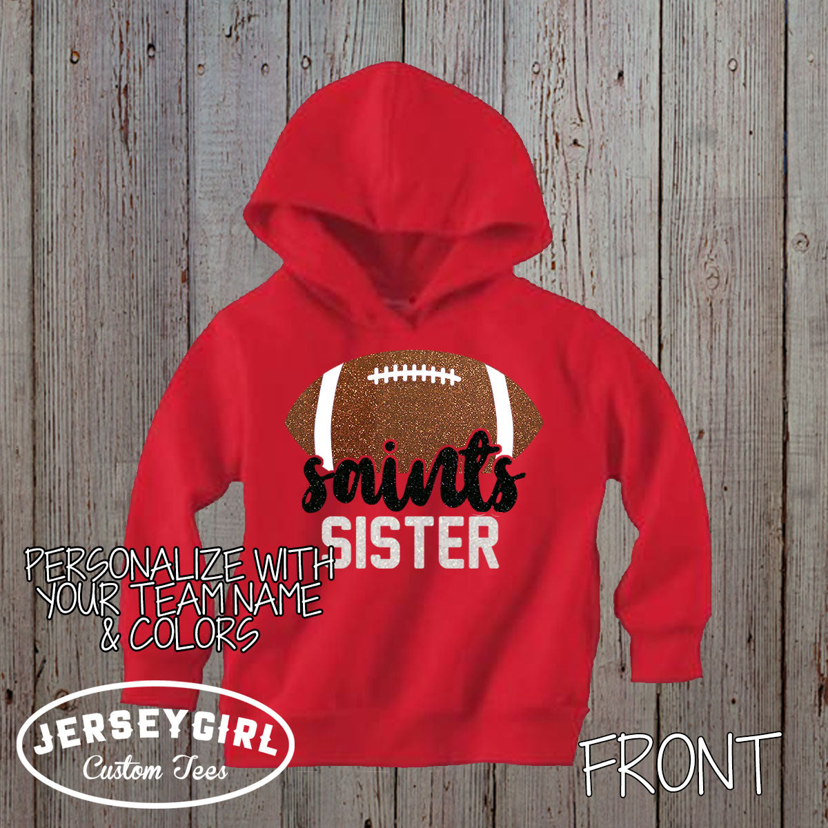 custom football sister hoodie with name & number