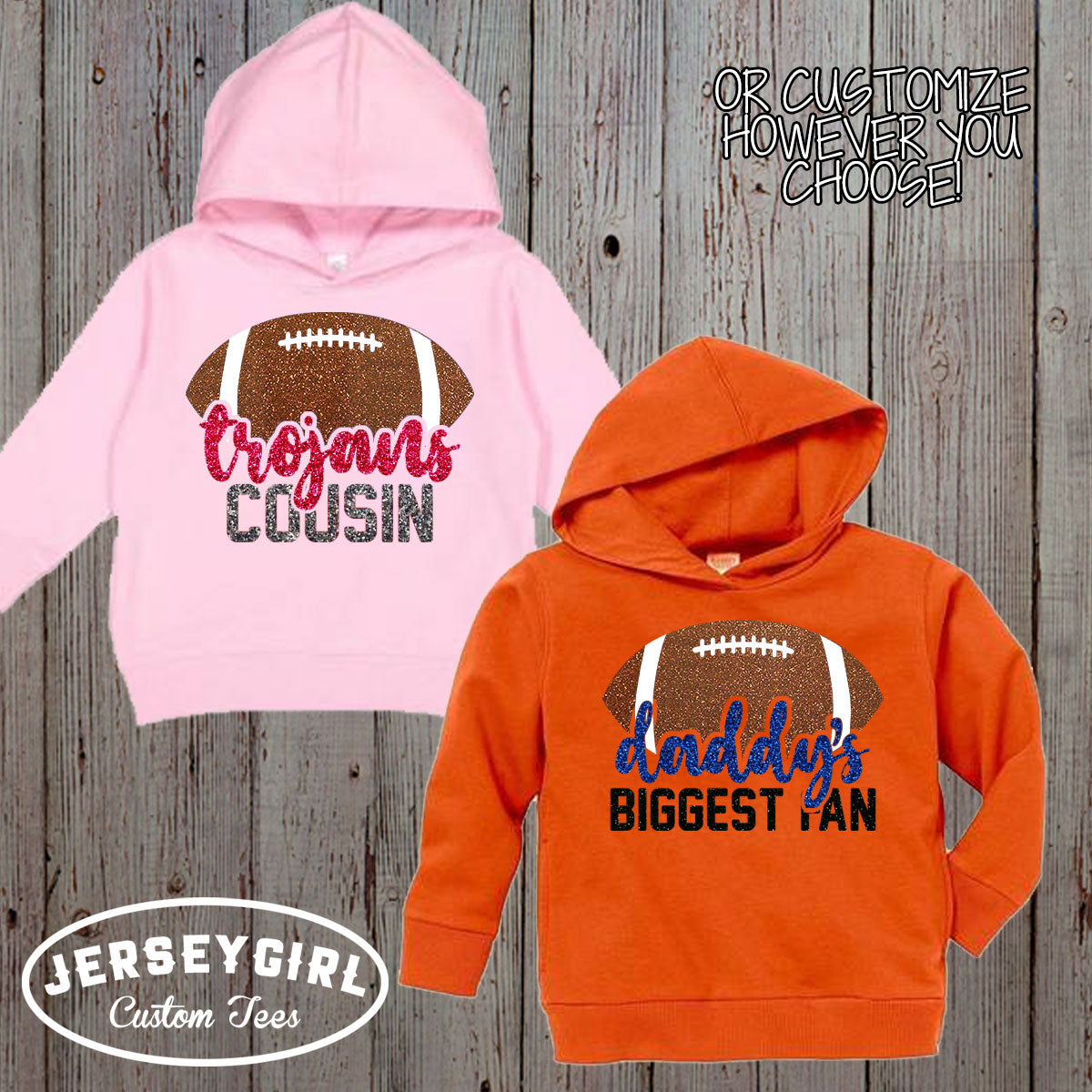 custom football sister hoodie with name & number
