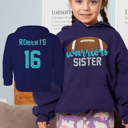 custom football sister hoodie with name & number