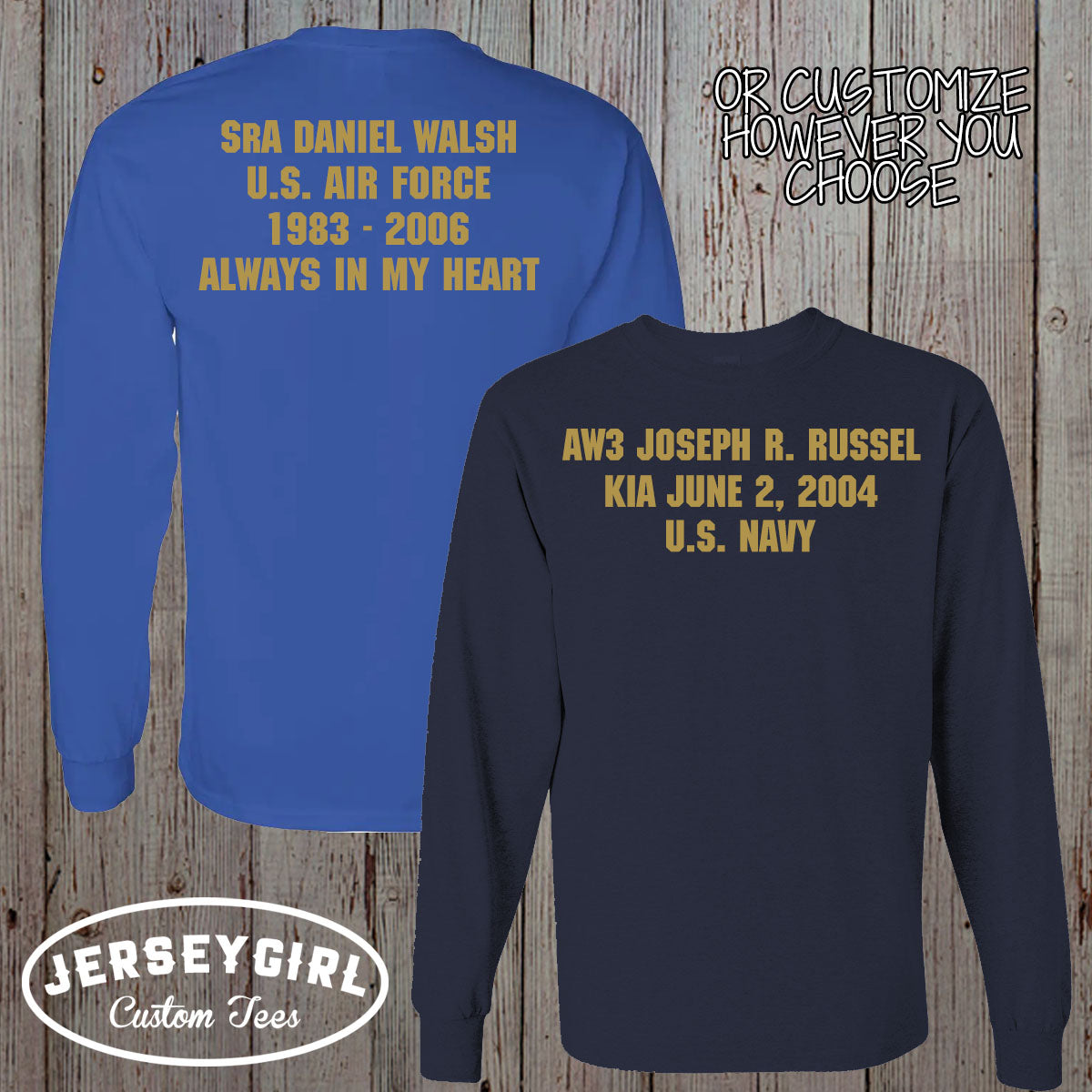 custom long-sleeve Gold Star family shirt