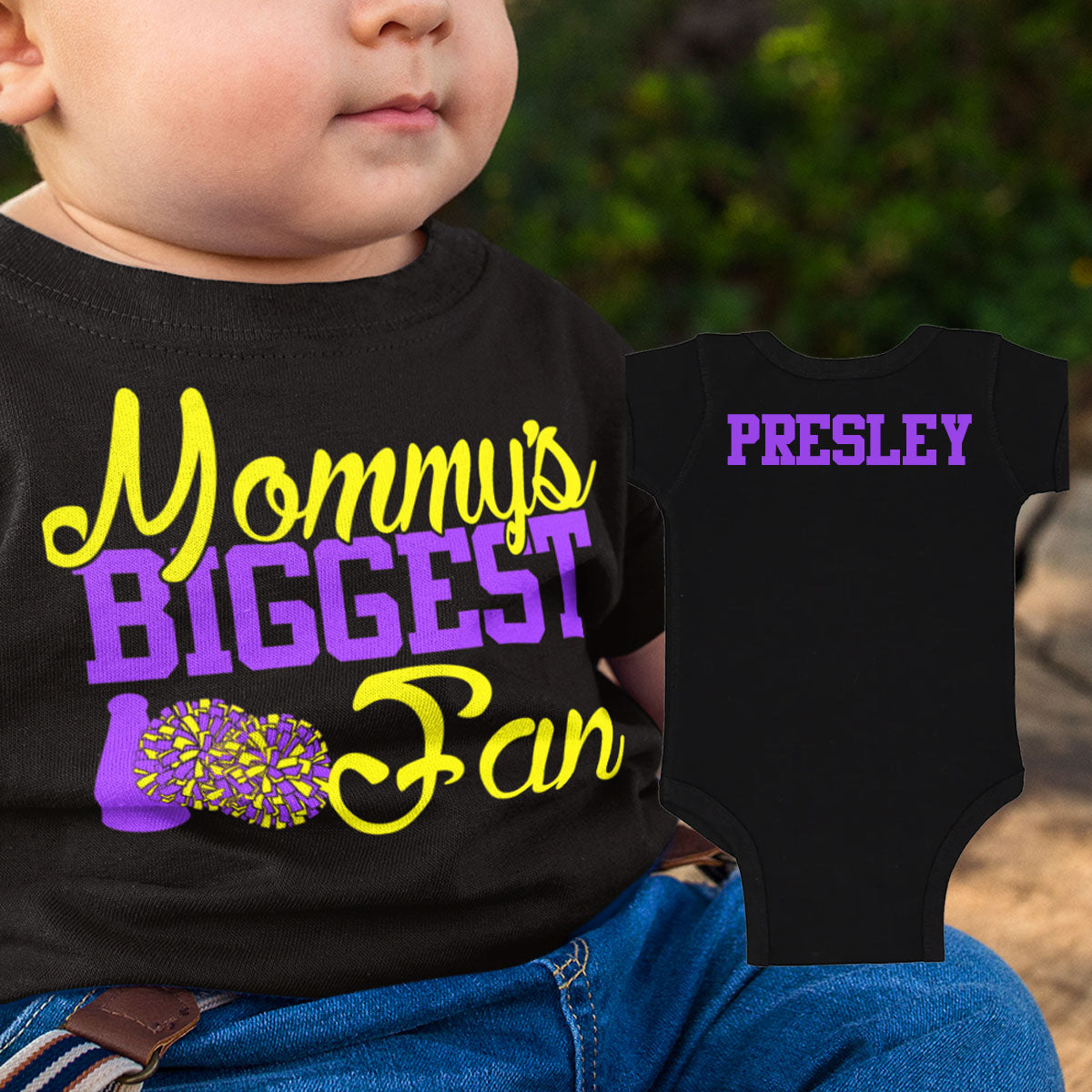mommy's biggest fan cheer bodysuit