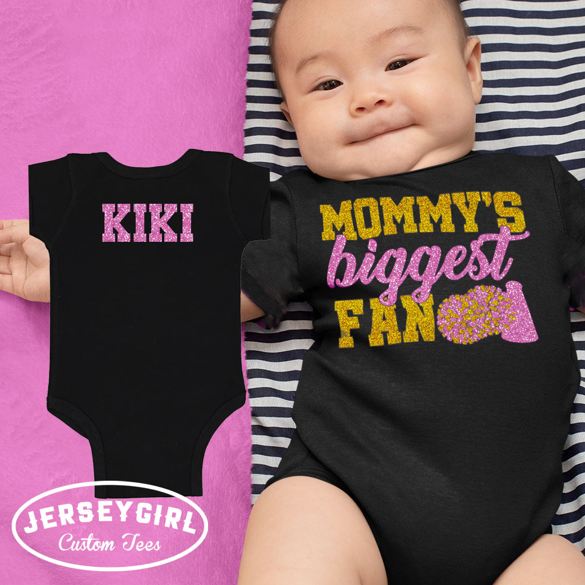 mommy's biggest fan cheer bodysuit