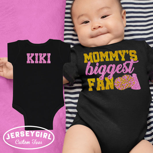 mommy's biggest fan cheer bodysuit