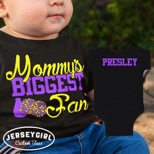 mommy's biggest fan cheer bodysuit