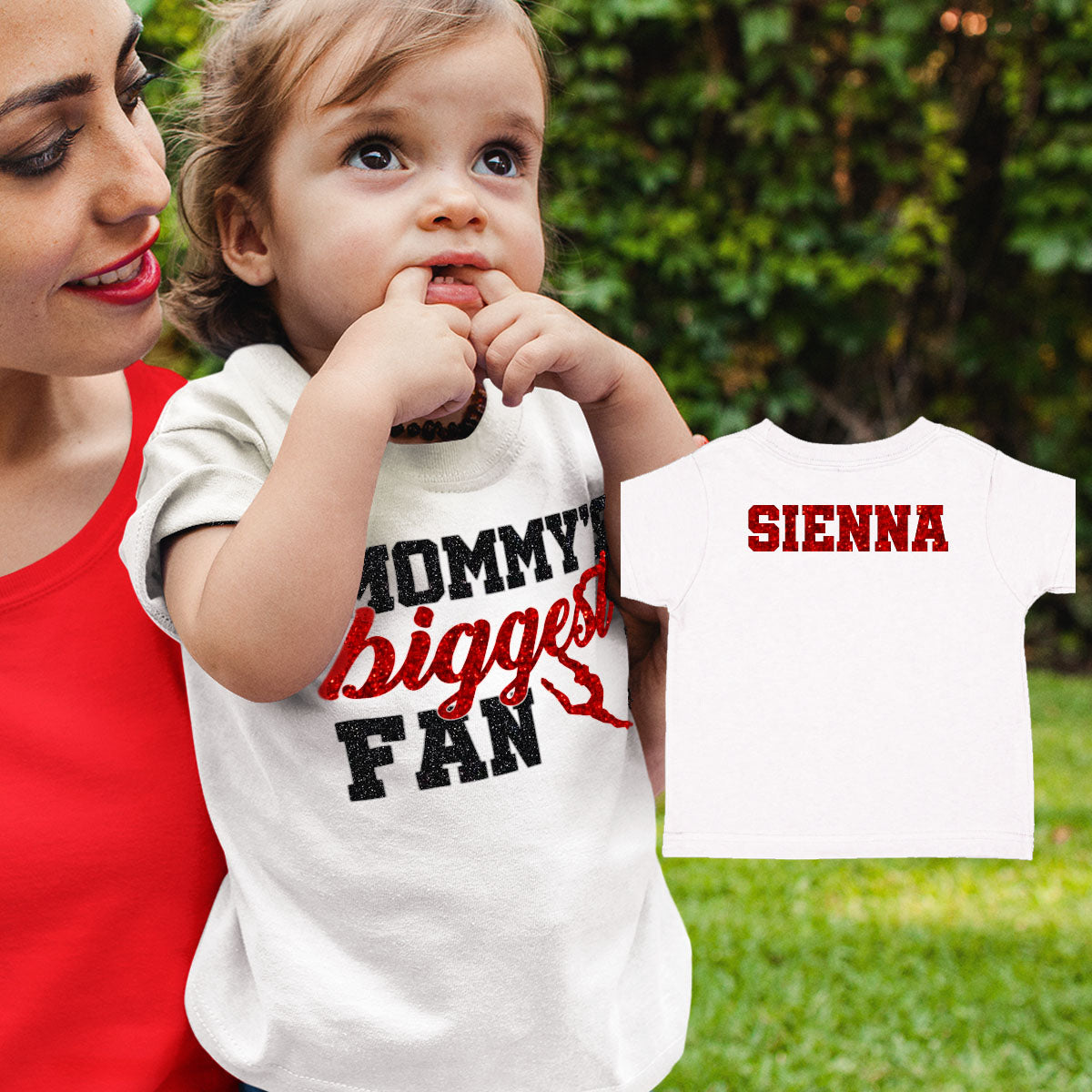glitter mommy's biggest fan dance bodysuit