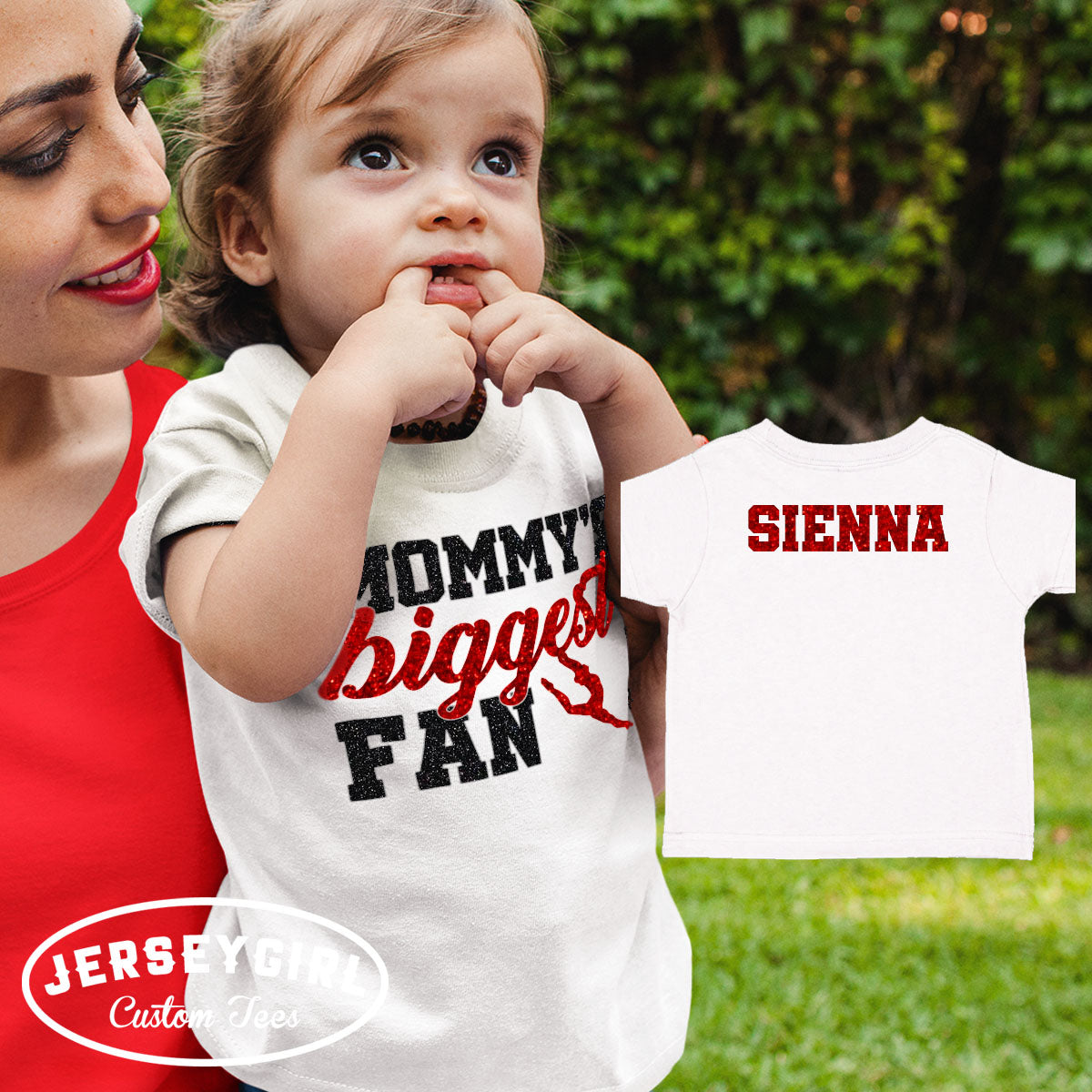 glitter mommy's biggest fan dance bodysuit