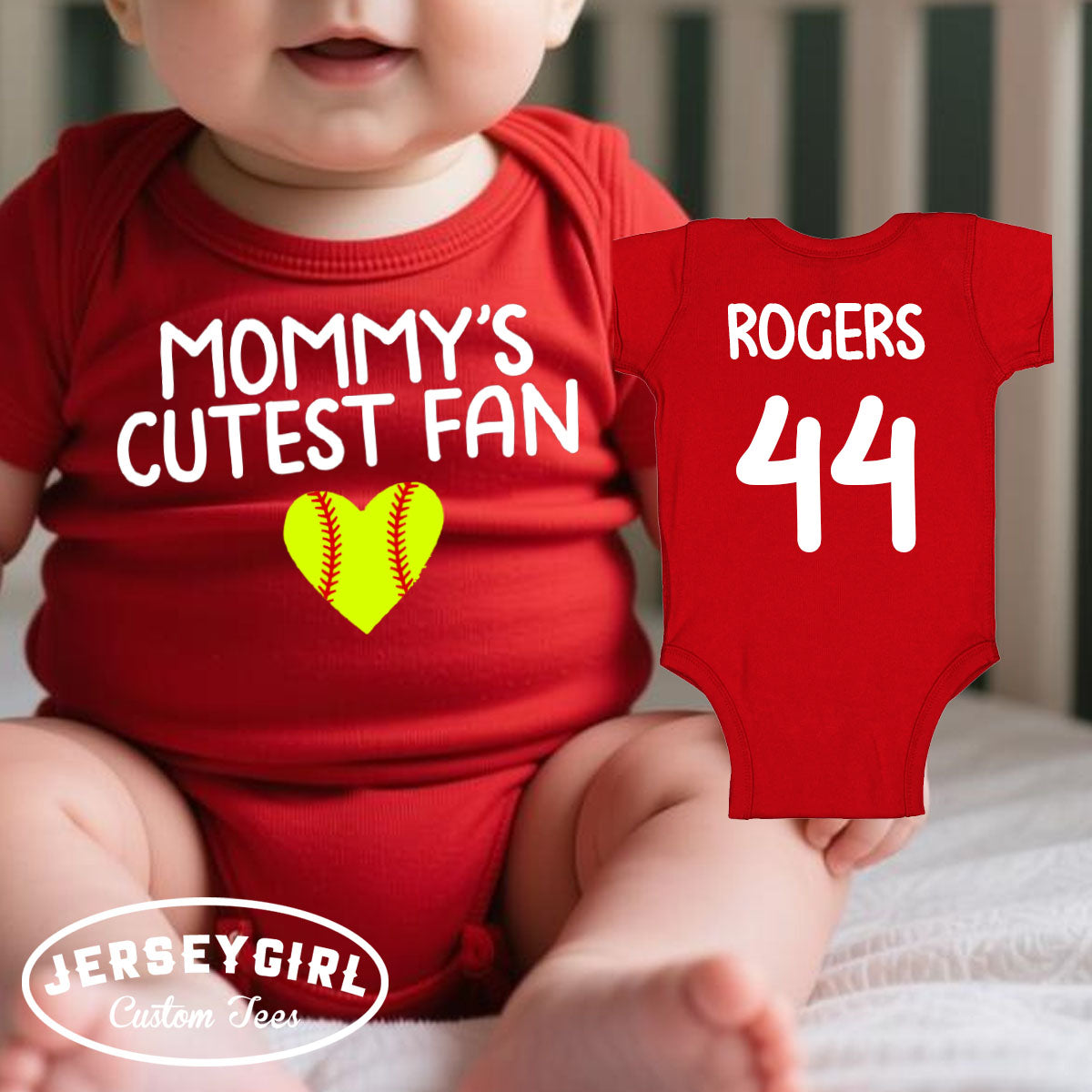 Mommy's Cutest fan softball bodysuit / shirt