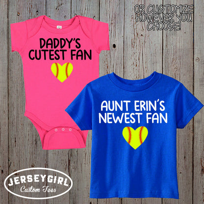 Mommy's Cutest fan softball bodysuit / shirt