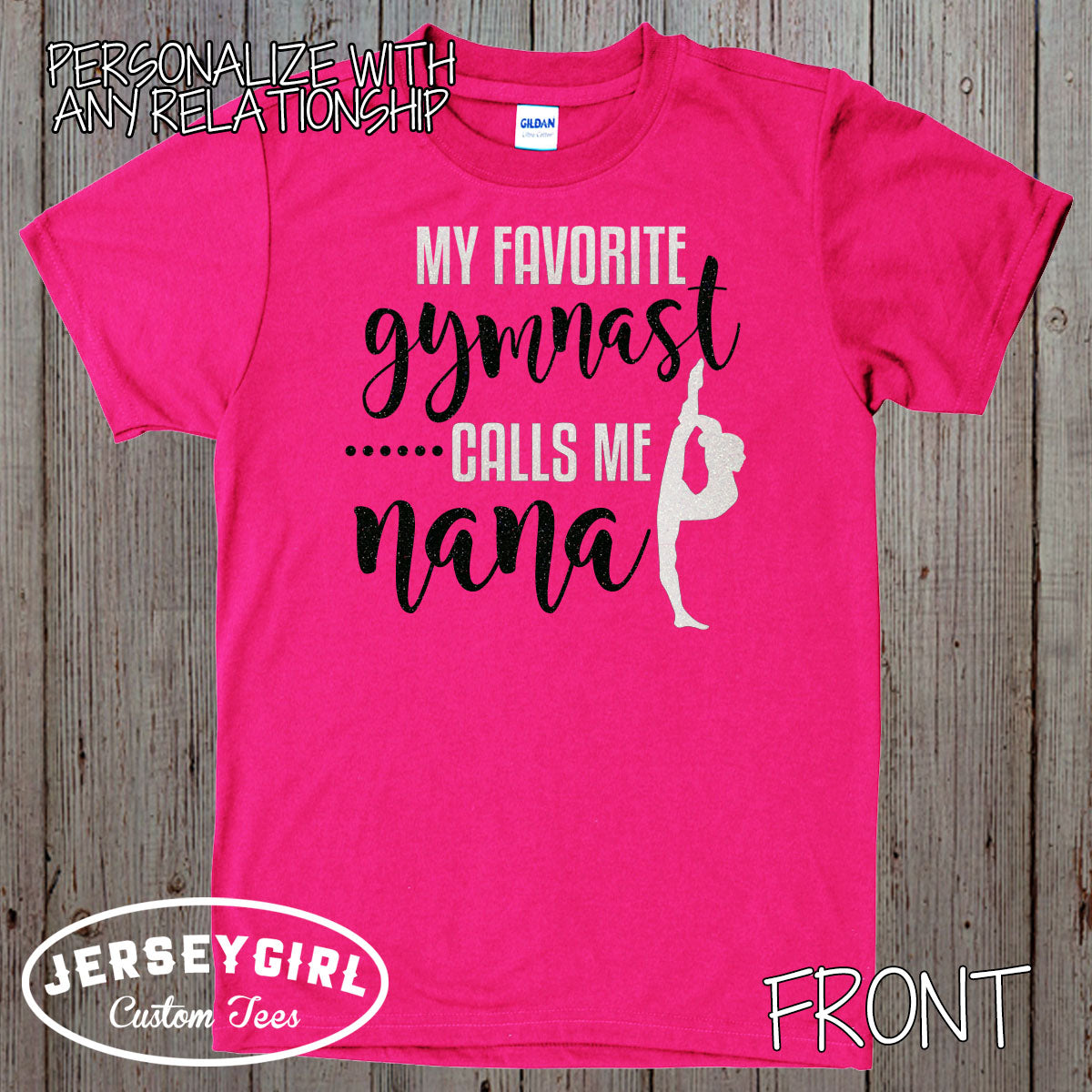 My Favorite Gymnast Calls Me Mom shirt with gymnast's name