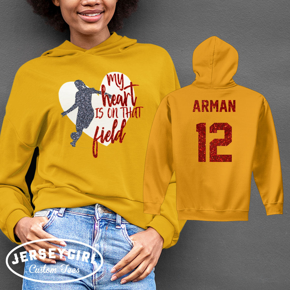 My Heart is on That Field soccer hoodie