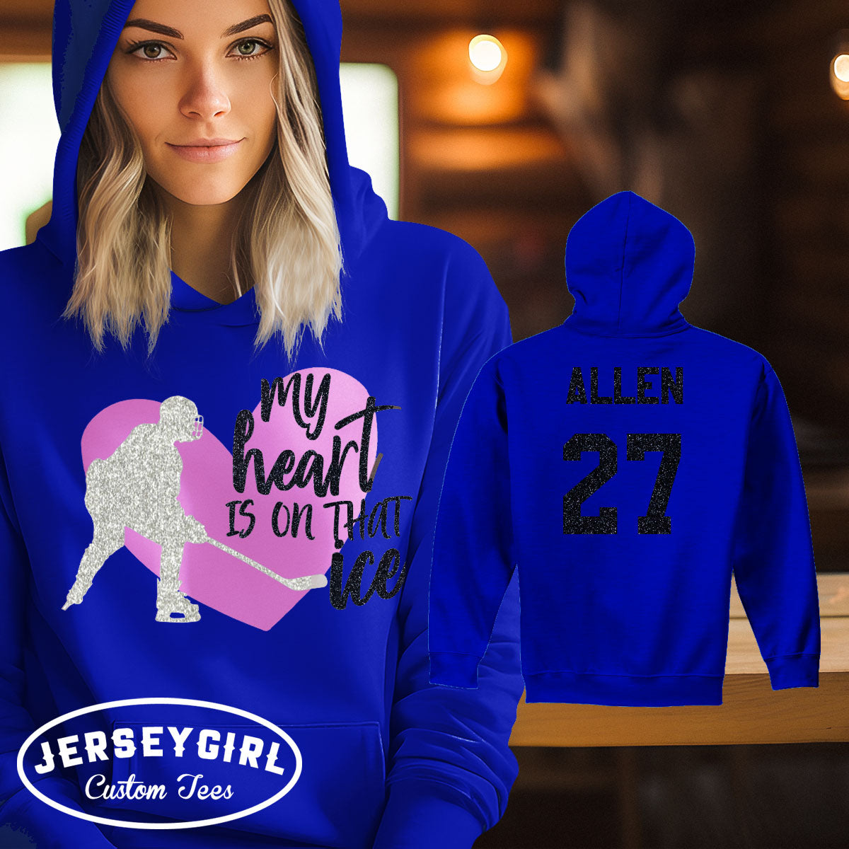 My Heart is on That Ice hockey hoodie